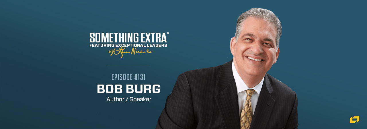 "Something Extra episode 131" blue podcast banner with an image of a man, Bob Burg