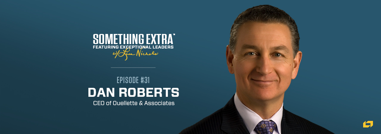 "Something Extra episode 31" blue podcast banner with an image of a man, Dan Roberts