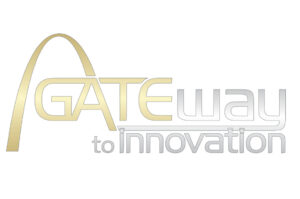 a gold and silver logo for gateway to innovation