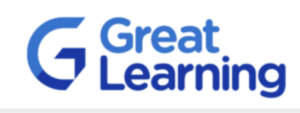 a blue and white logo for great learning