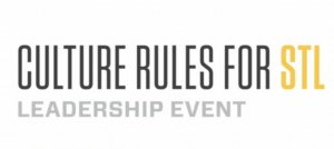 a logo for a leadership event called culture rules for stl