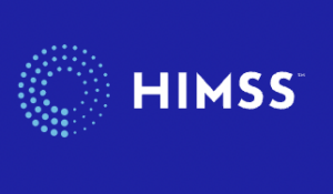 a blue background with the word himss on it