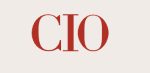 the word cio is written in red on a white background